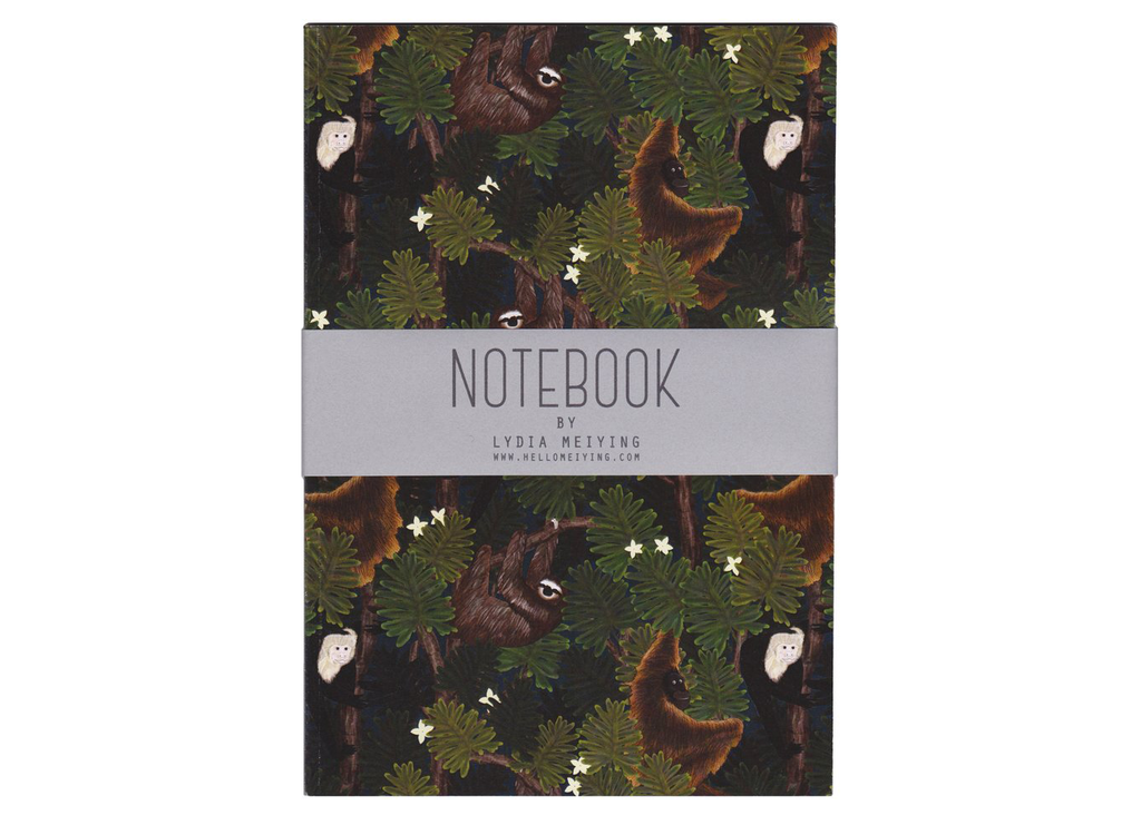 Notesbog med orangutanger og dovendyr